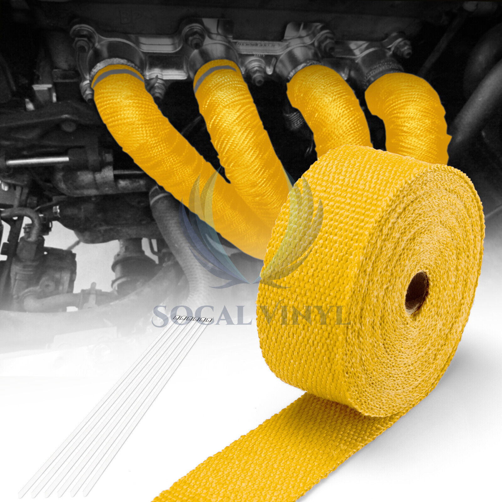 Yellow Exhaust Pipe Insulation Thermal Heat Wrap 2\