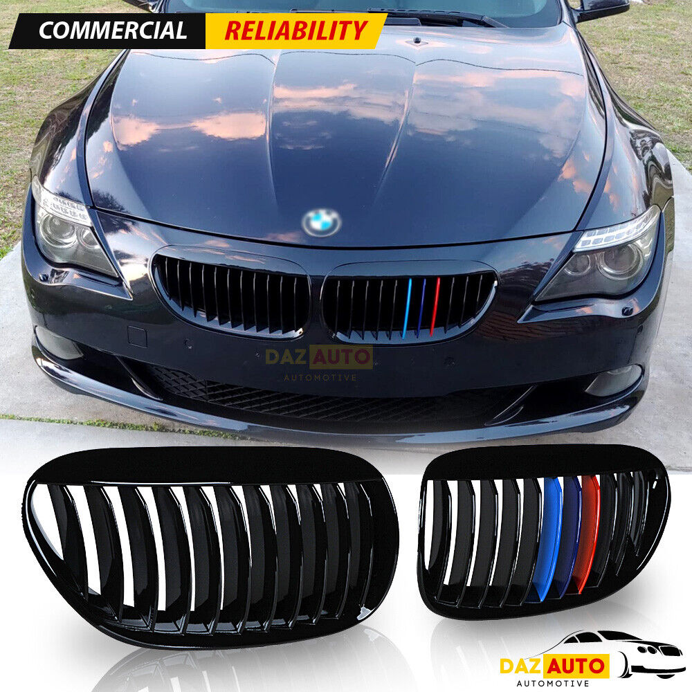 Glossy Black M-Color Front Kidney Grill for BMW E63 E64 M6 650i 645ci 2004-2010