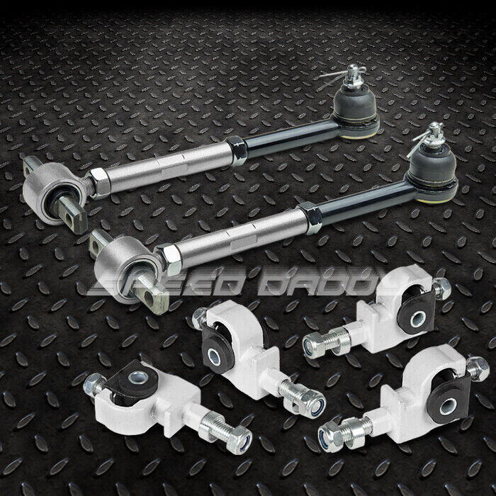 ADJUSTABLE FRONT ADJUSTER+SILVER REAR SUSPENSION CAMBER KITS FOR 90-97 ACCORD