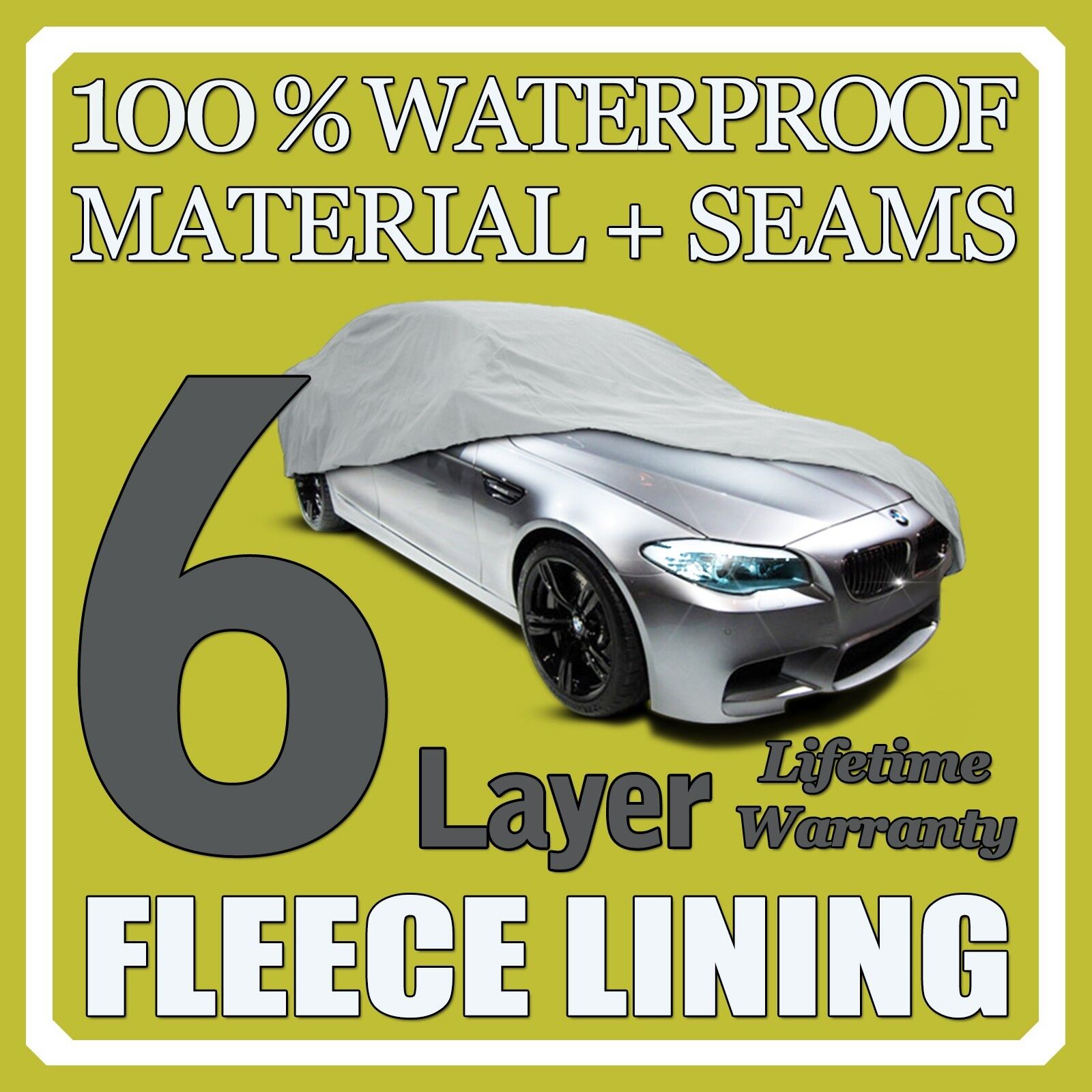 6 Layer Car Cover Breathable Waterproof Layers Outdoor Indoor Fleece Lining Sik