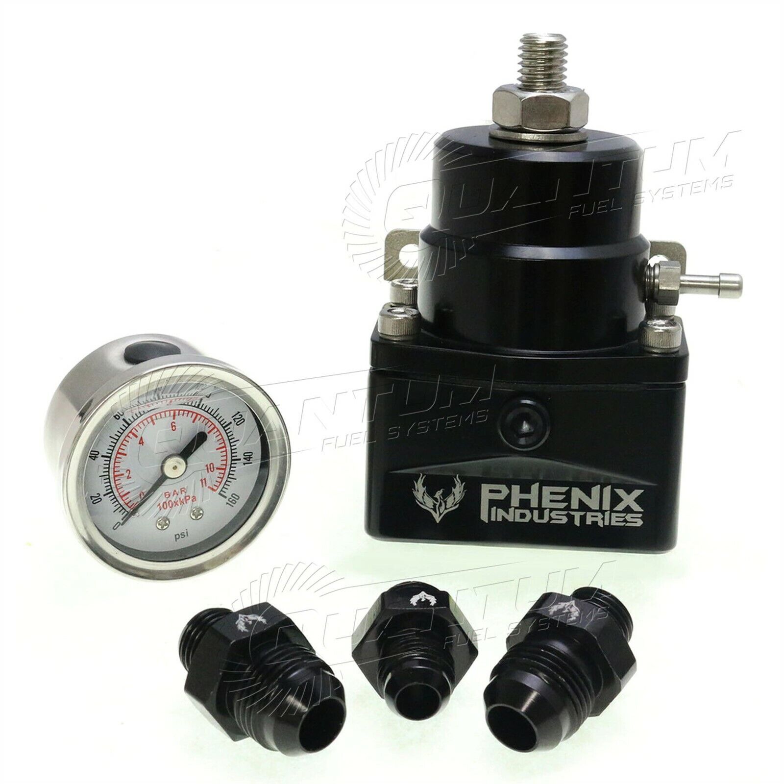 Phenix F50106-3 Adjustable EFI Fuel Pressure Regulator w/ Gauge + 8AN Fittings