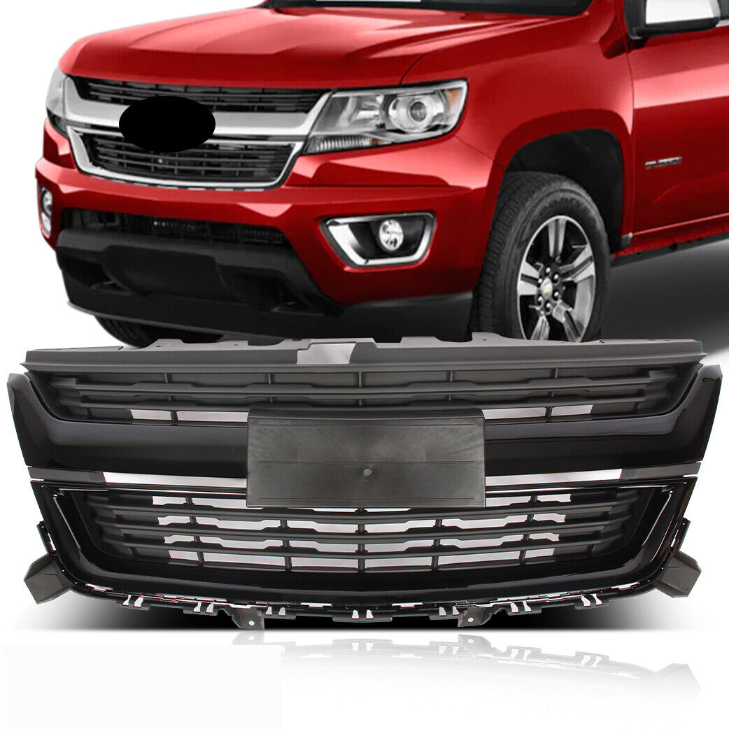 For 2015-2020 Chevrolet Colorado WT LT Front Upper Grille Gloss Black USA