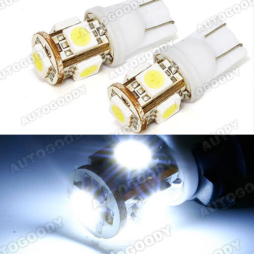 2x White LED Parking Light Bulbs 168 2825 Matching HID