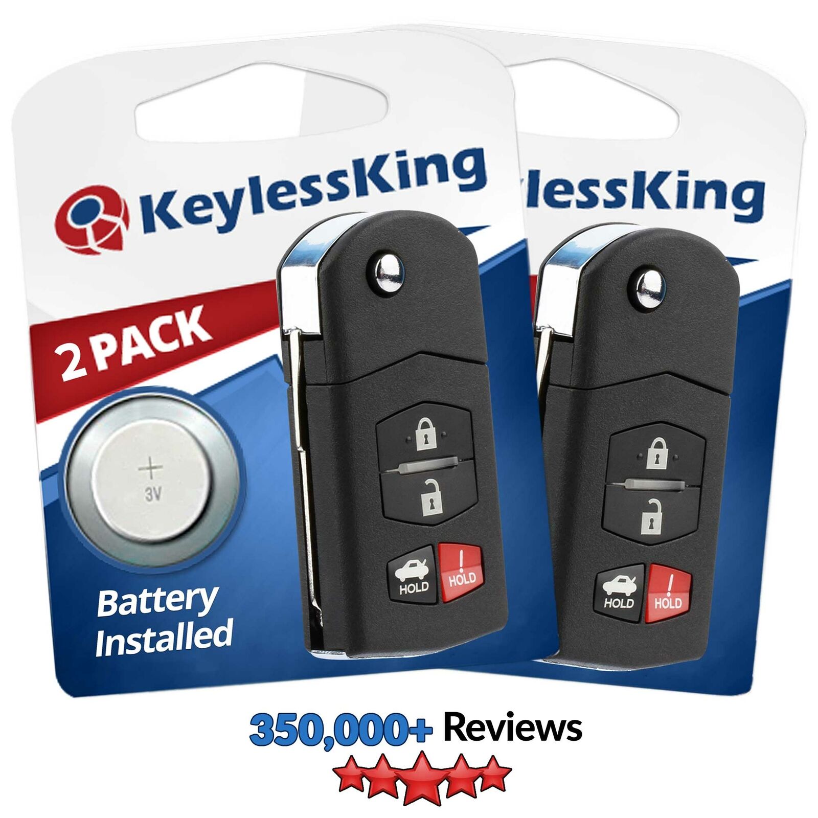 2x Replacement Remote Keyless Entry Flip Car Key Fob for 2005-2008 Mazda 6 RX-8