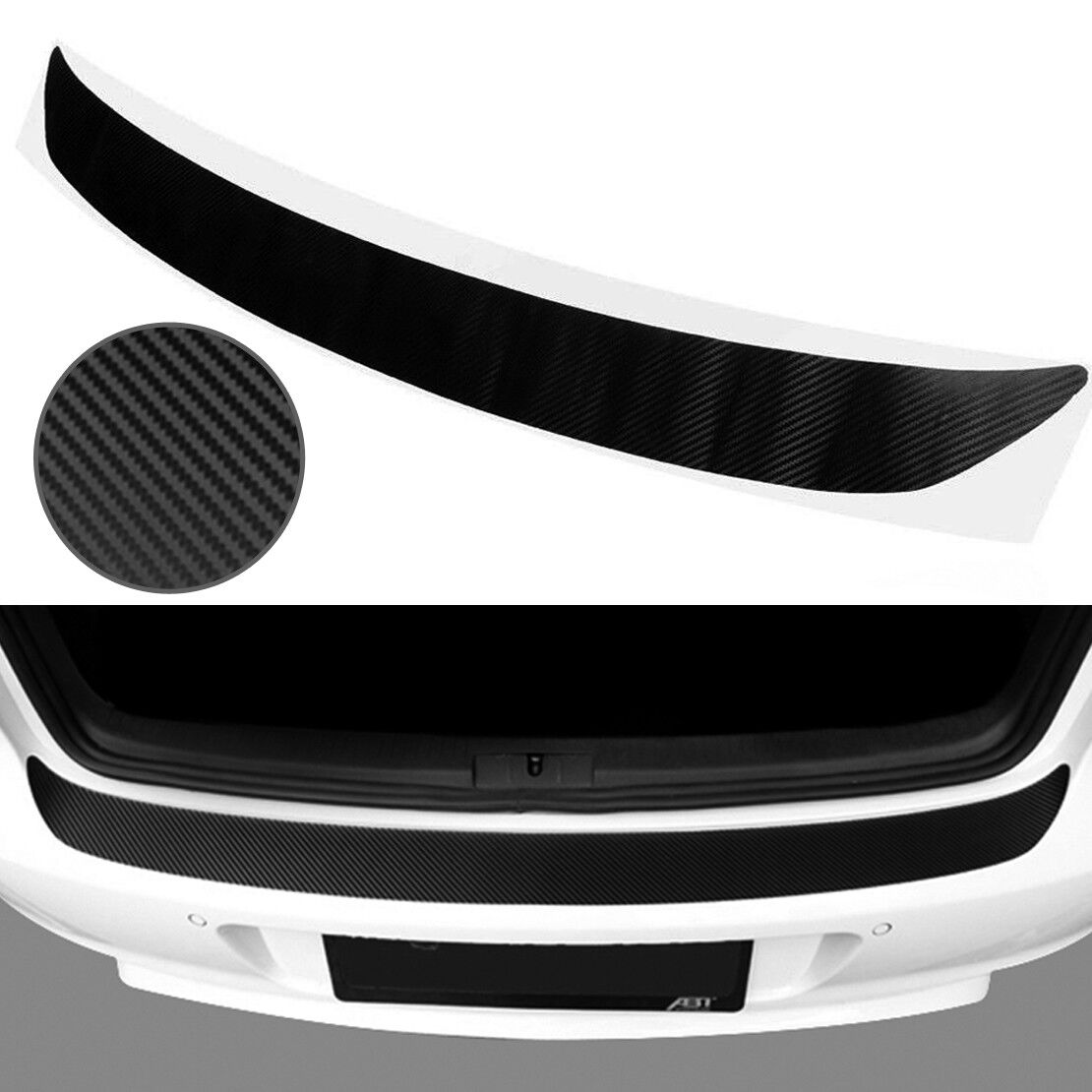 Car Auto 3D Carbon Fiber Plate Sticker Sill Scuff Cover Trunk Protection Strip