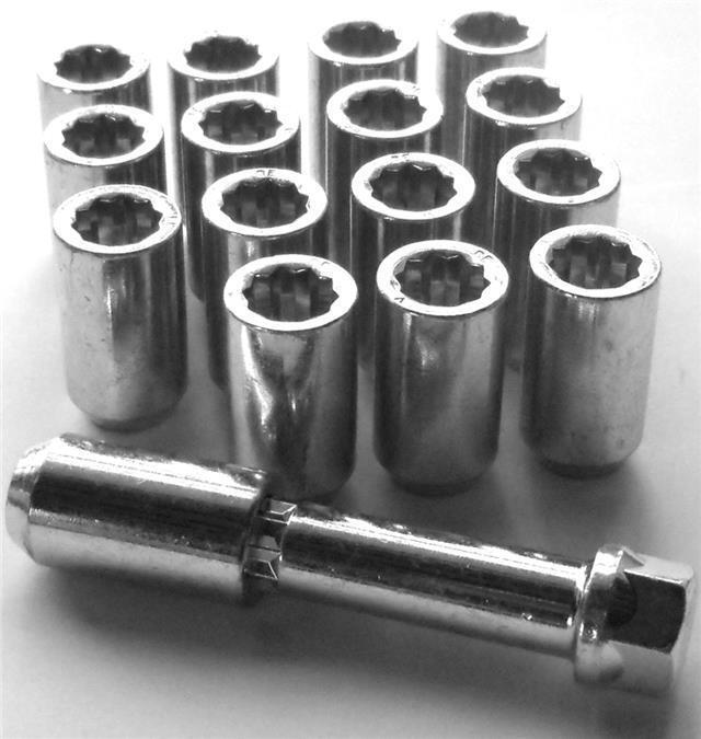 16 x alloy wheel Tuner nuts M12x1.5 taper + Key for Proton Satria