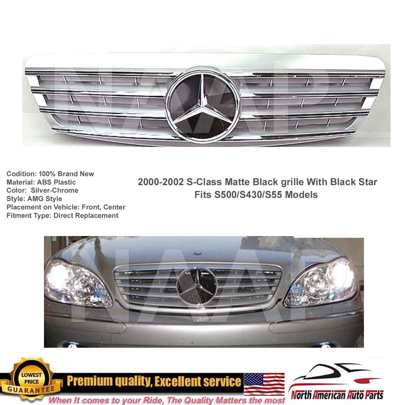 2000 2001 2002 S500 S430 S55 Grille Silver Chrome Star AMG Emblem W220 S-Class