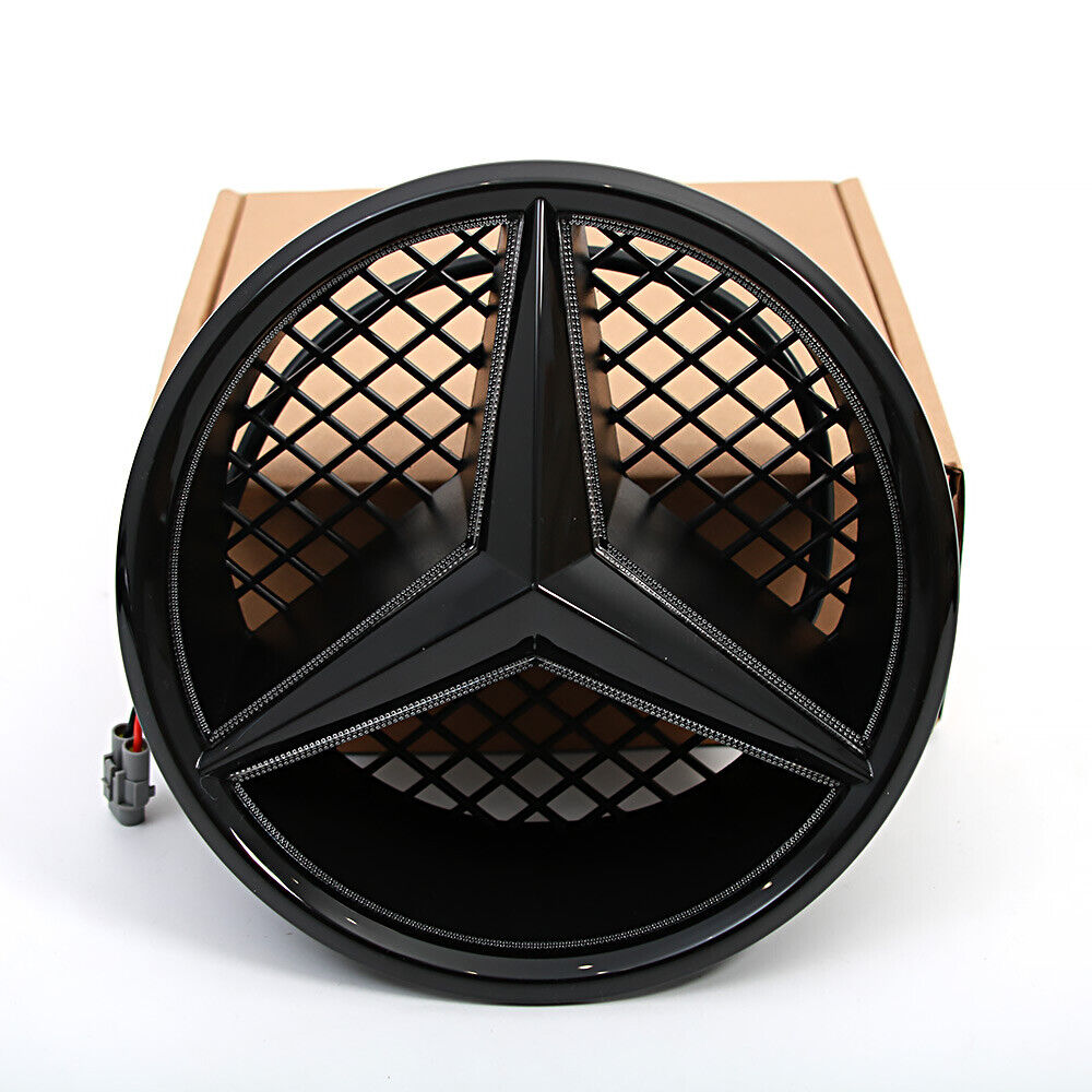 For Mercedes-Benz 2010-2013 C250 C300 Front Grille STAR Emblem Black Badge LED