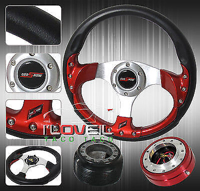 Paseo Pick Up Tacoma Replacement Red Bottom Steering Wheel+Quick Release+Hub Kit