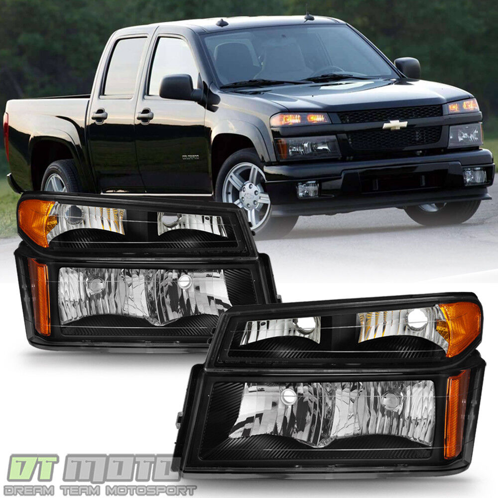 Blk [4PC] 2004-2012 Chevy Colorado Canyon Headlights Corner Lights Parking Lamps