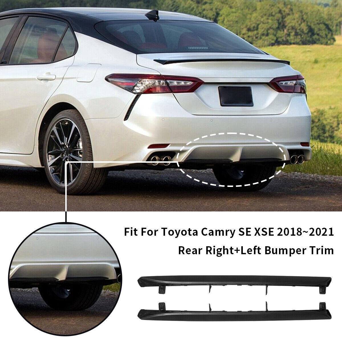 2x Rear Bumper Lower Plate Trim Molding Cover For 2018-2021 Toyota Camry SE XSE