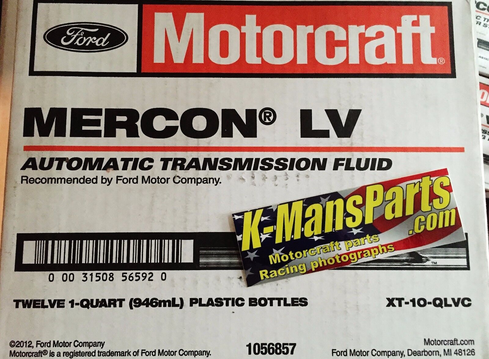 Motorcraft Mercon LV transmission fluid XT10QLVC case 12 quarts Ford