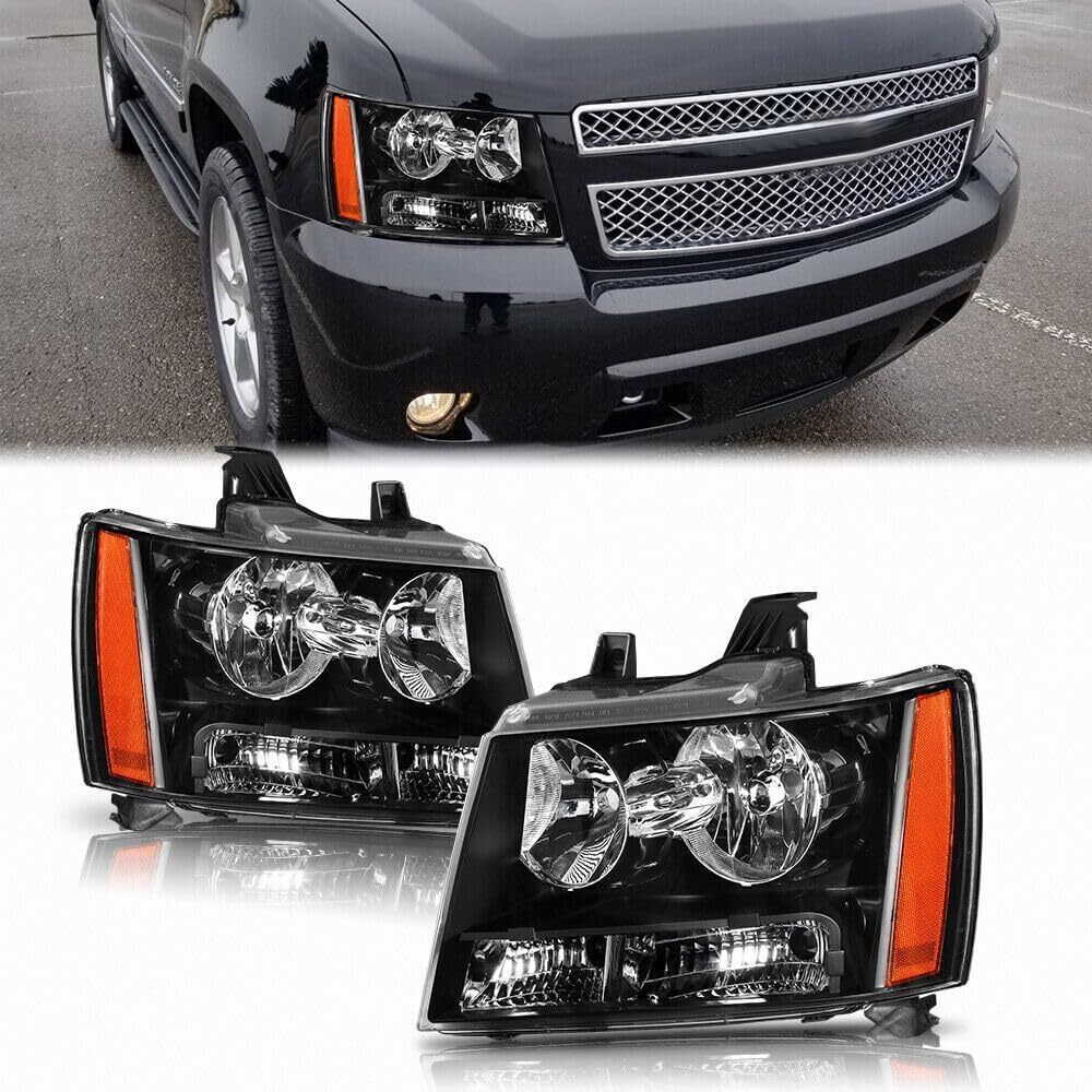 Headlight Assembly for 2007-2014 Chevy Tahoe Suburban Avalanche Black Housing