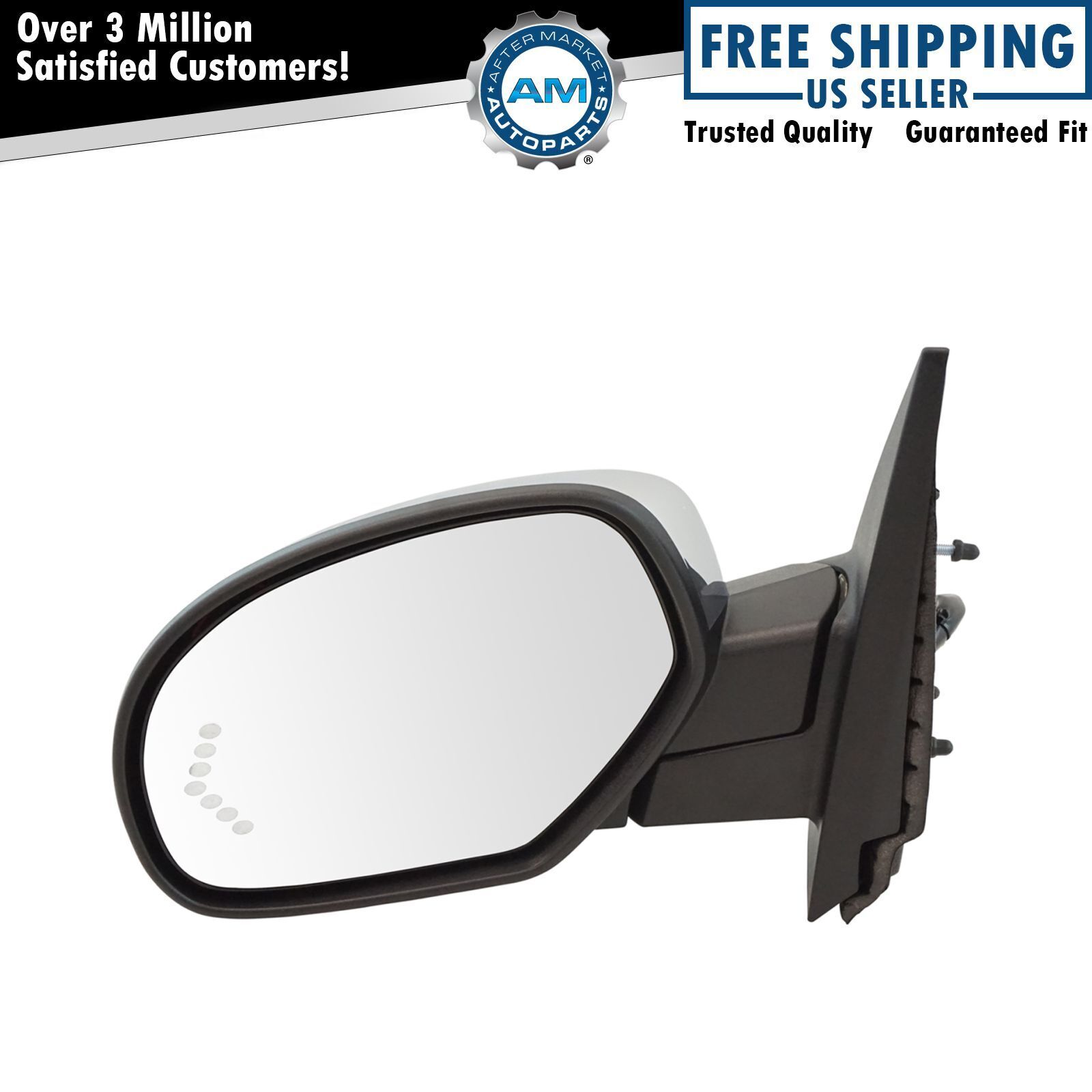 Mirror Power Folding Heated Memory Puddle Signal Chrome Left for GM Pickup SUV
