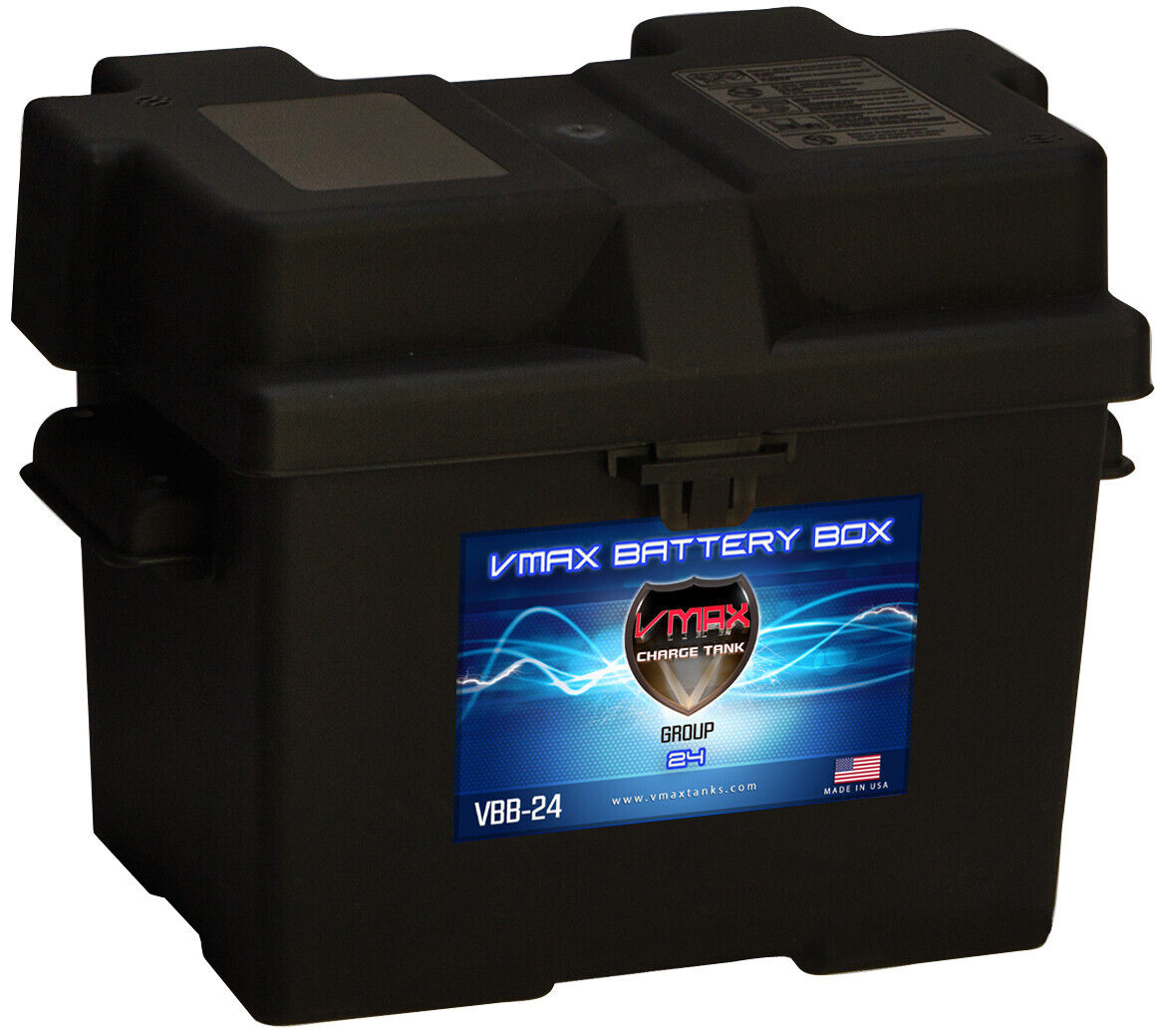 VMAX Group 24 Universal Battery Box with strap, heavy duty marine battery box