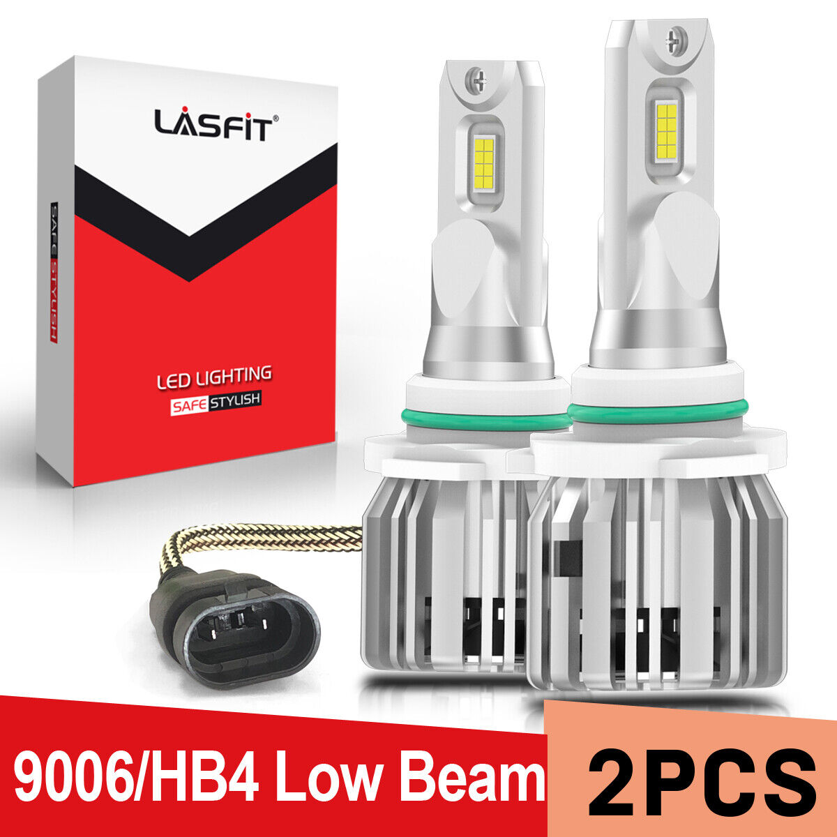LASFIT  Pack of 2 9006 LED Headlights Bulbs Low Beam Bright White LCplus 6000K