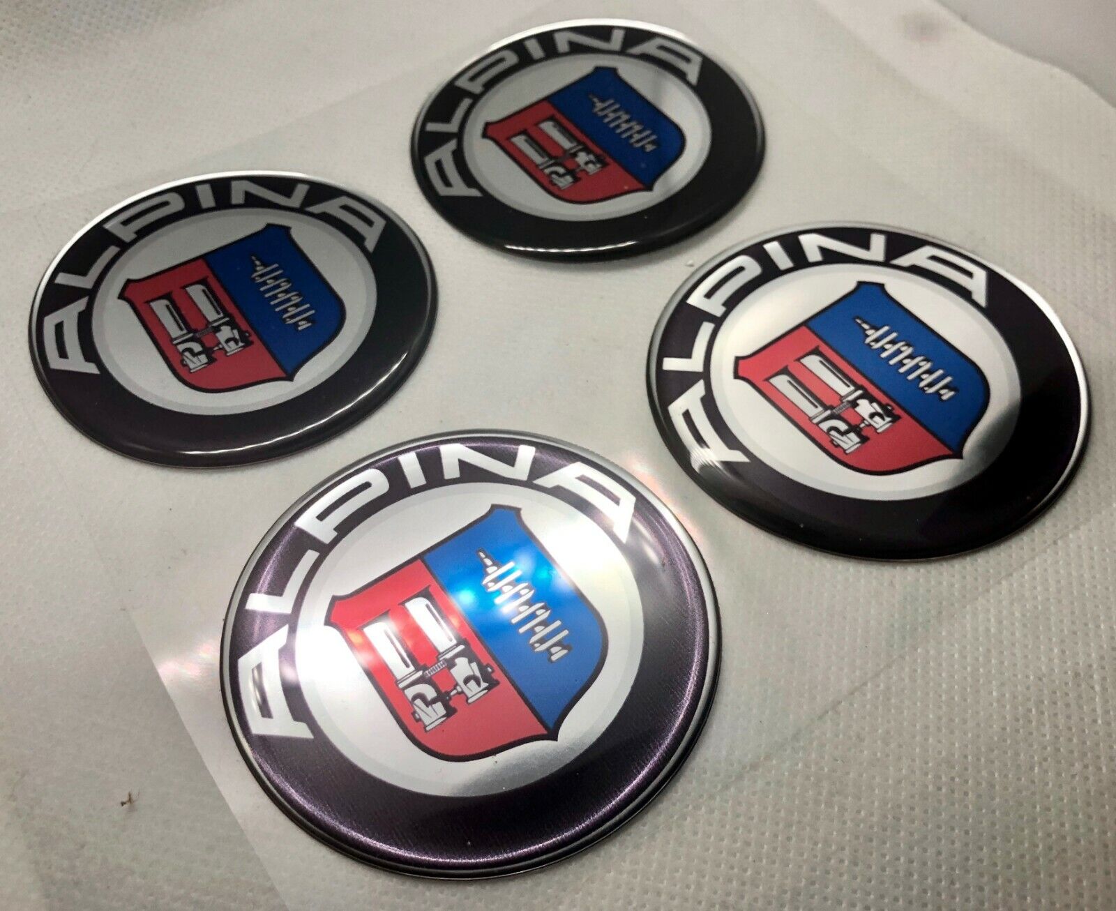 4 pcs. BMW Alpina Round Logo 3D Domed Badge Sticker. 50 mm.