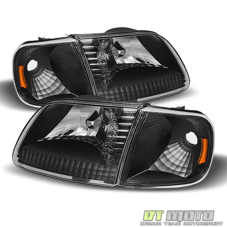 Blk 1997-2003 Ford F150 Expedition Headlights+Signal Lights Corner Lamps 4PC Set
