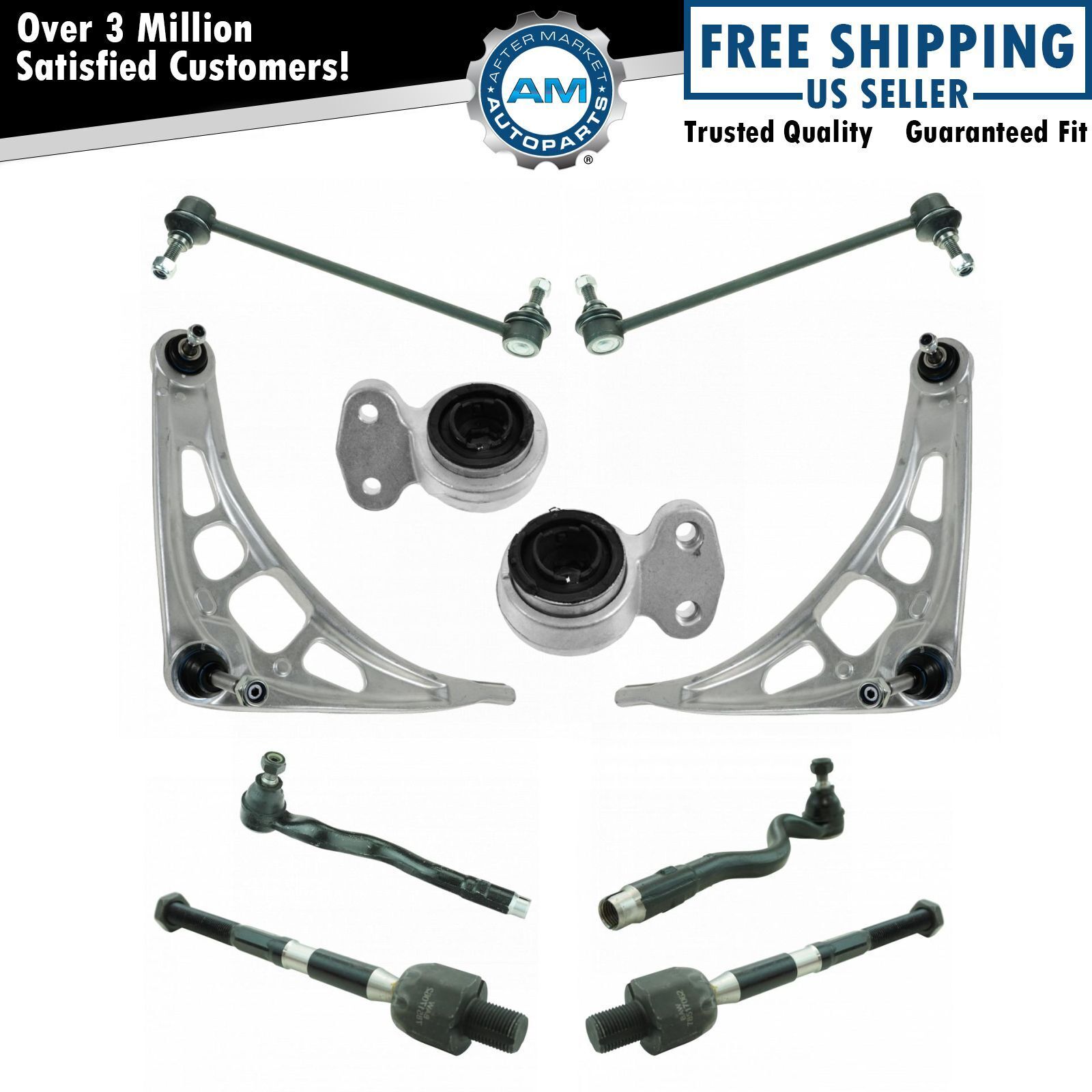 Front Lower Control Arms Tie Rod Ends Sway Bar Links Suspension Kit Set for E46