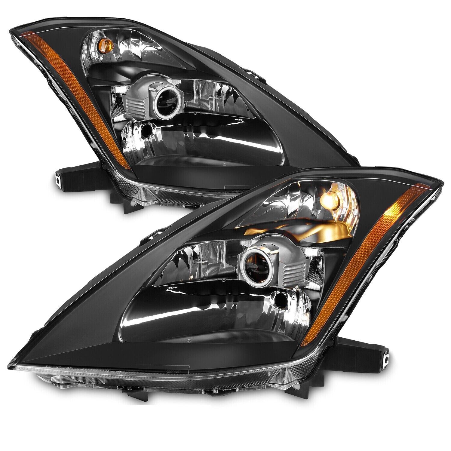 Fit Nissan 03-05 350Z Black Housing Replacement Headlights ( HID Models Only )