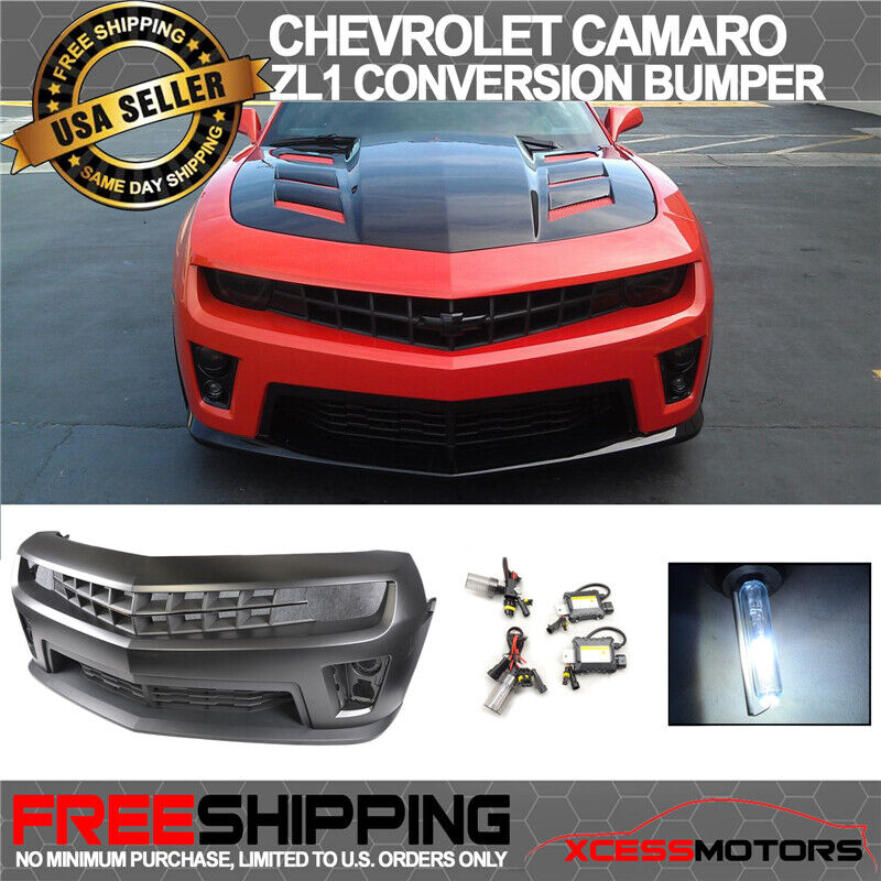Fit Chevy Camaro ZL1 Style PP Front Bumper + 6000K HID Fog Lights Light