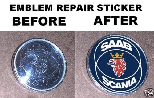 2 Saab scania hood trunk emblem repair stickers 900 93