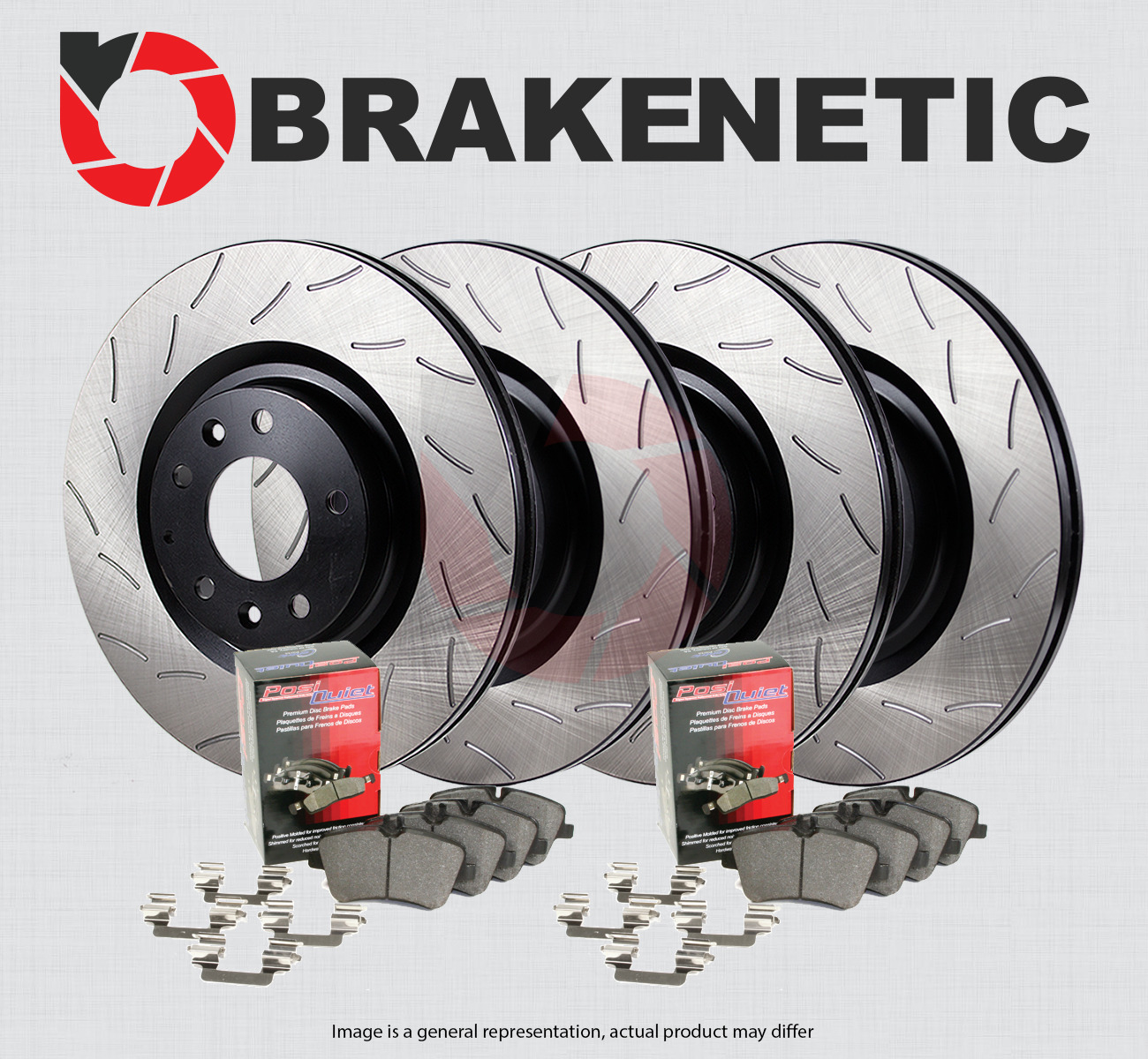 F&R BRAKENETIC Premium RS Slot Brake Rotors + Ceramic Pads BPK91396