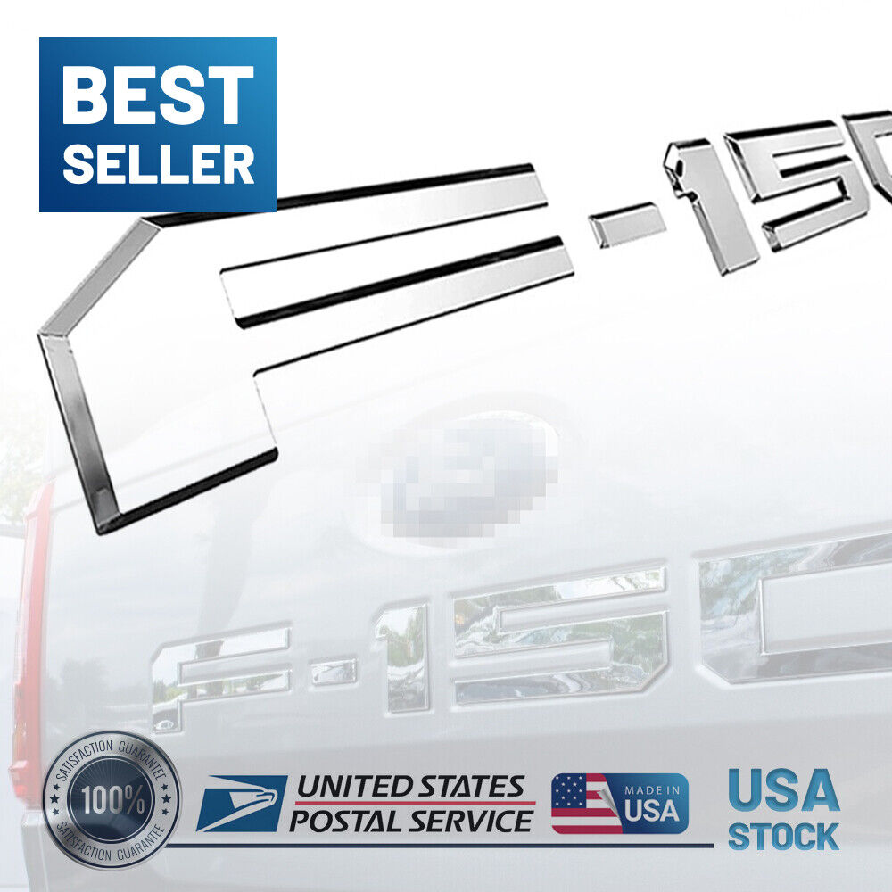3D Raised Chrome Silver Tailgate Insert Letters Emblem fit for F-1-5-0 2021-2023