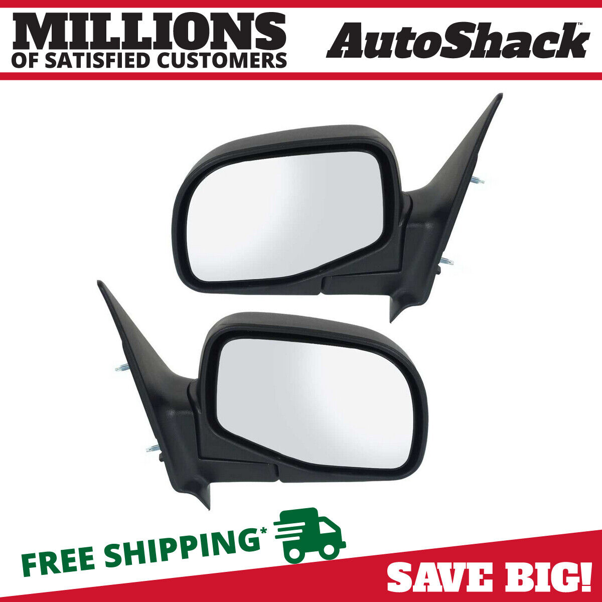 Side View Mirror Manual Black Pair 2 for Ford Ranger Mazda B2300 B3000 B4000 V6