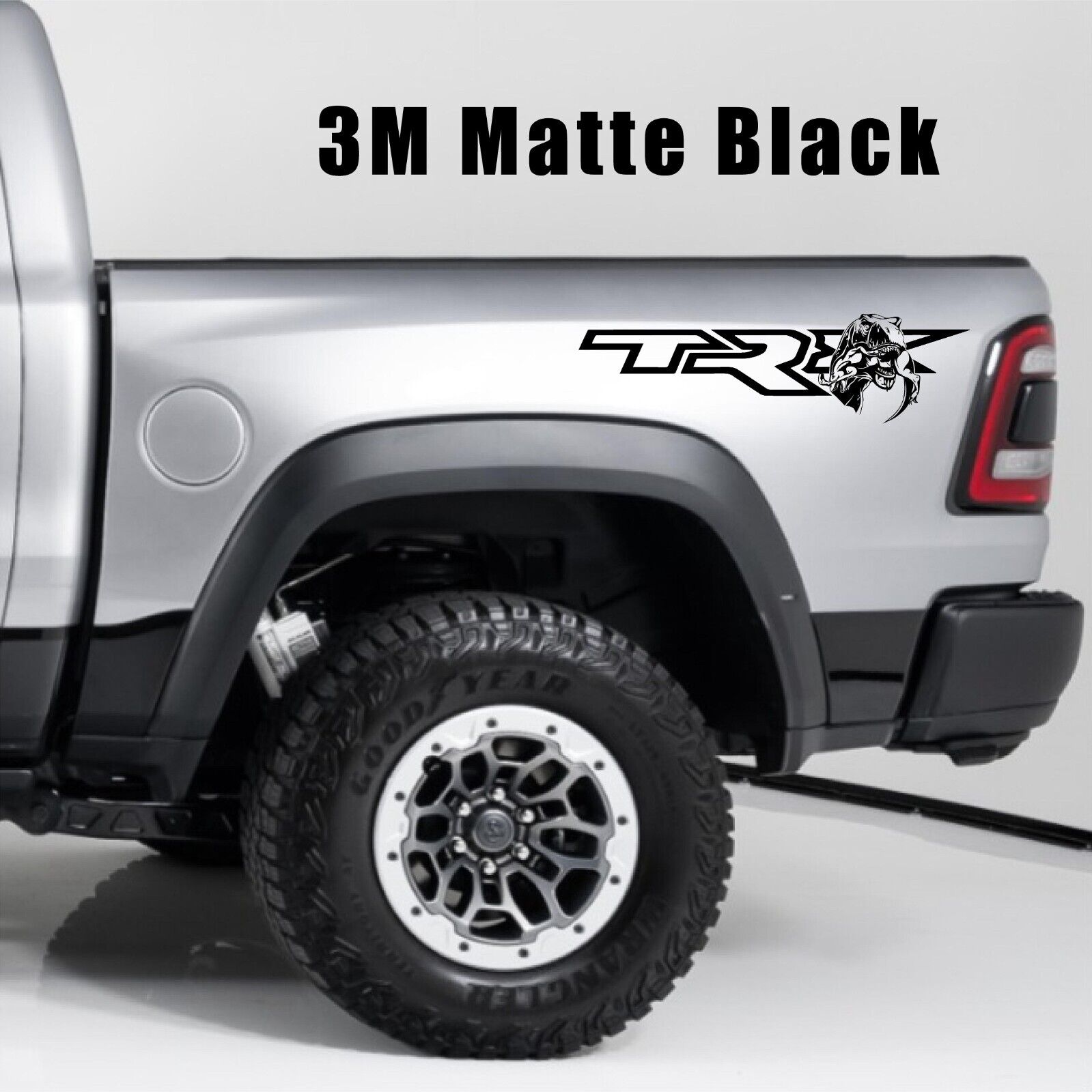 2021-2023 RAM TRX Bedside Decal Set - OEM Size W/ Raptor Eater Logo Matte Black 
