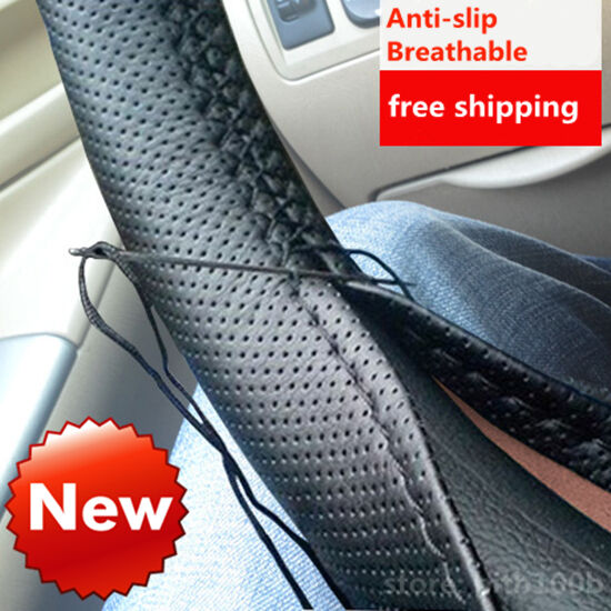 DIY PU Leather Car Auto Steering Wheel Cover With Needles and Thread-WR
