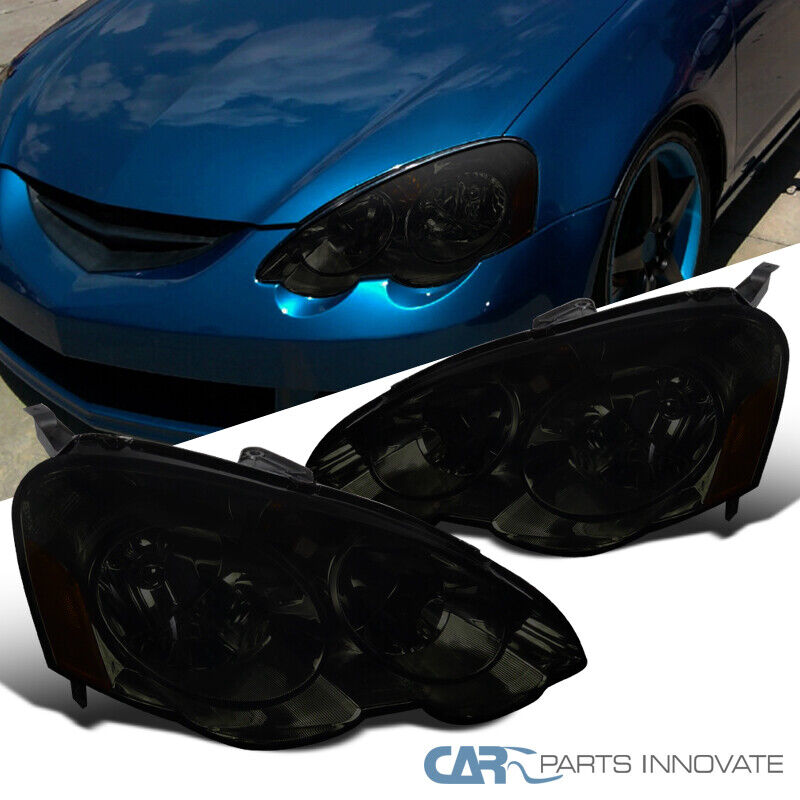For 02-04 Acura RSX DC5 Smoke Headlights Replacement Head Lamps Left+Right Pair