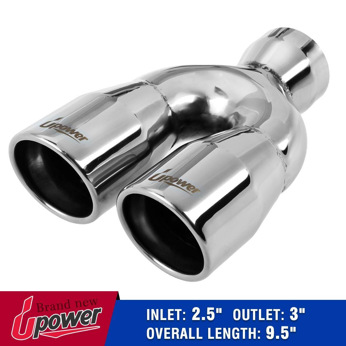 304SS Polish Exhaust Tip Dual Parallel Rolled Edge 2.5