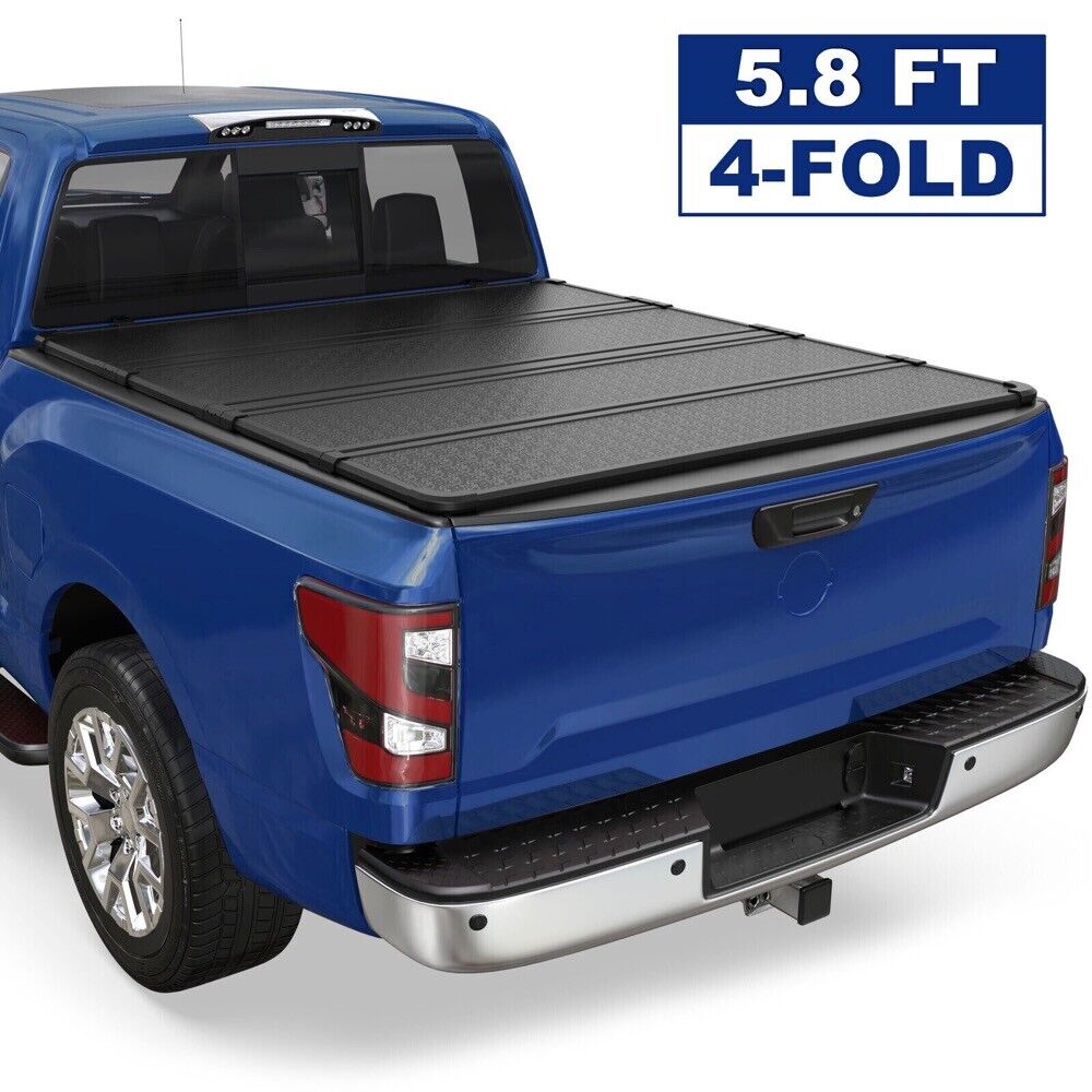 5.8FT Bed Hard Truck Tonneau Cover For 2017-2023 Nissan Titan w/ Led Lamp 4-Fold