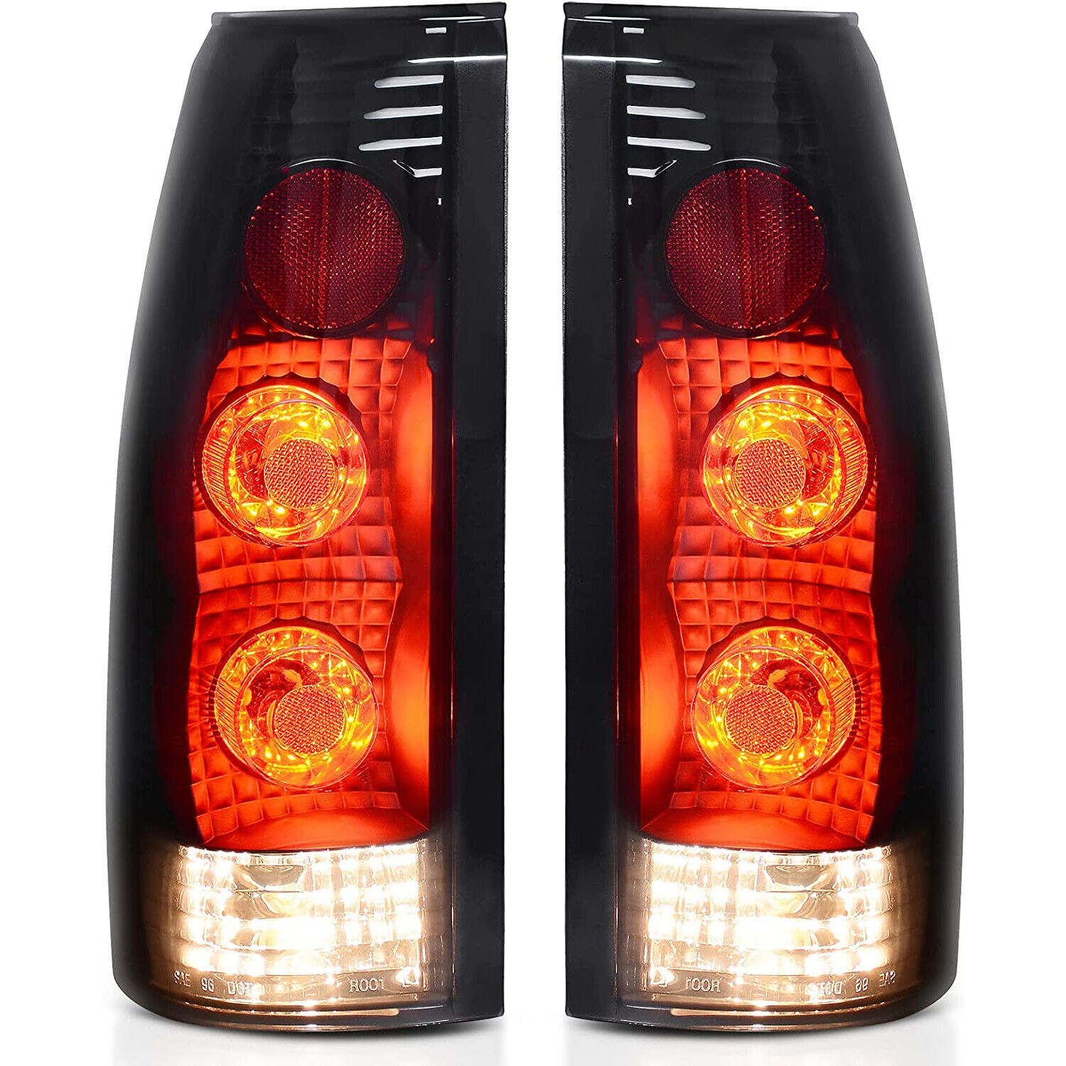 For Chevy C/K 1988-98 Black Smoke Altezza Tail Lights Pair Replacement Lamp Set 
