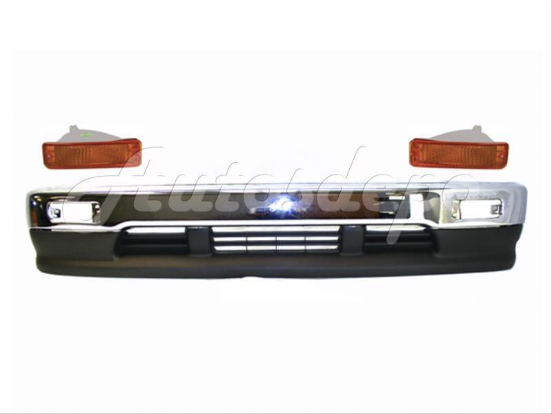 Bundle For 93-98 T-100 Pickup Front Bumper Chrome Bar Valance Signal Light 4Pc