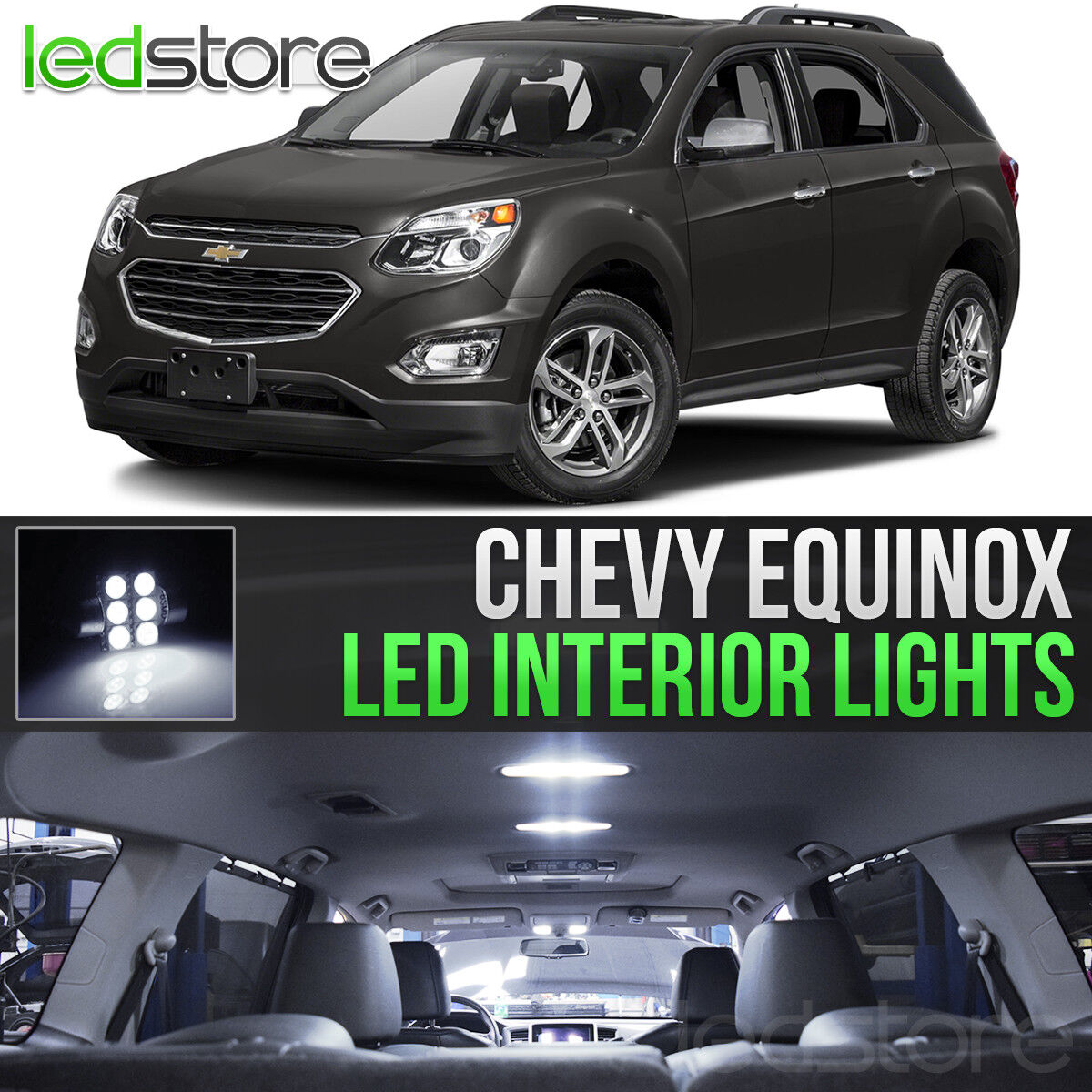 2010-2017 Chevrolet Equinox White Interior LED Lights Kit Package