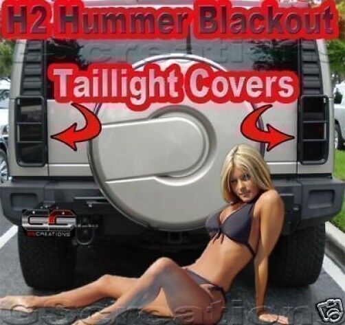 2003-2009 H2 HUMMER Blackout Taillight Kit Smoked Covers SUT or SUV