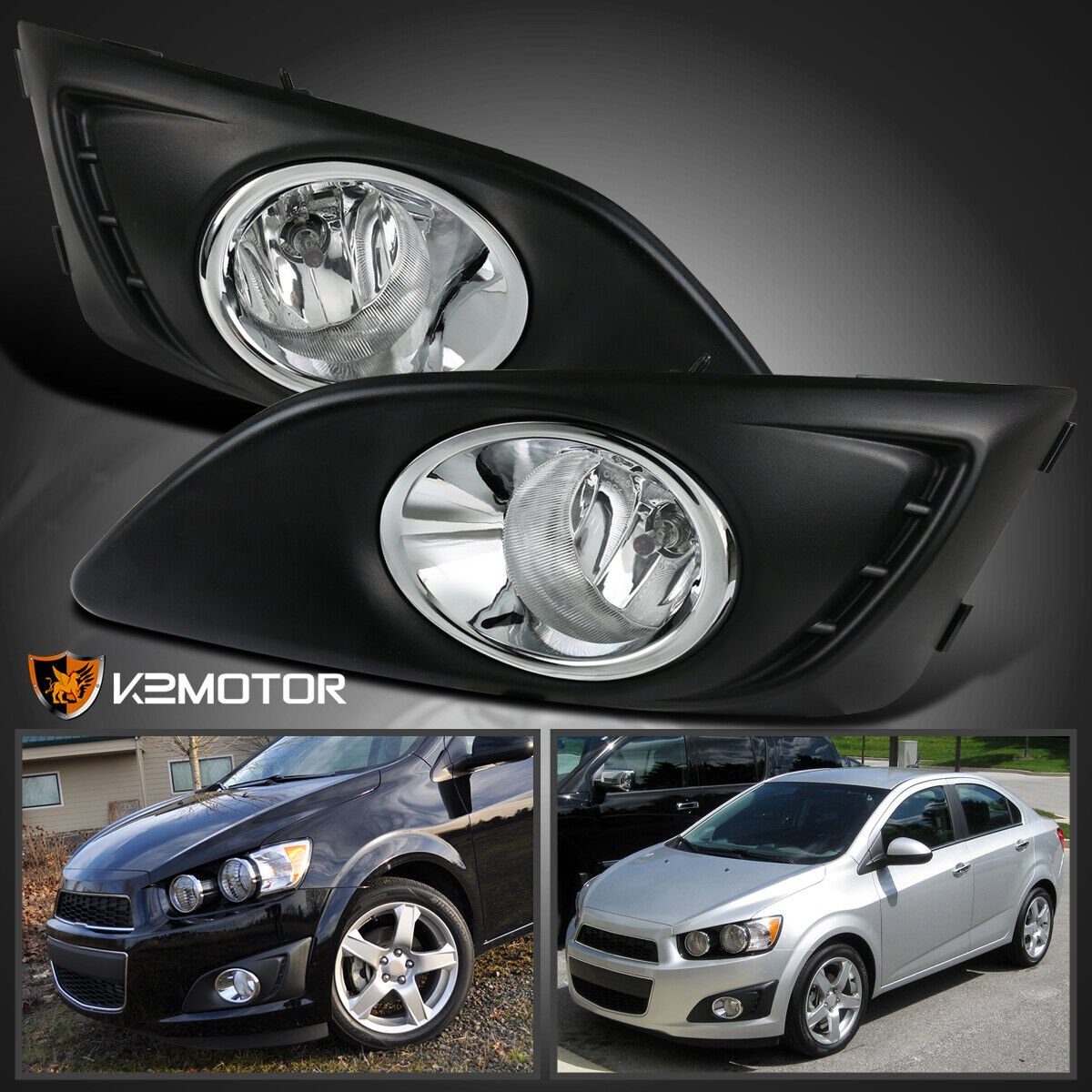 Fits 2012-2016 Chevy Sonic/Aveo Clear Bumper Driving Fog Lights Lamp+Bulbs+Cover