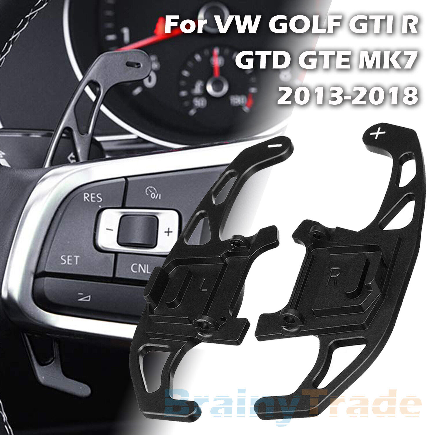2 x Steering Wheel Shift Shifter Paddles For VW GOLF GTI R GTD GTE MK7 2013-2020