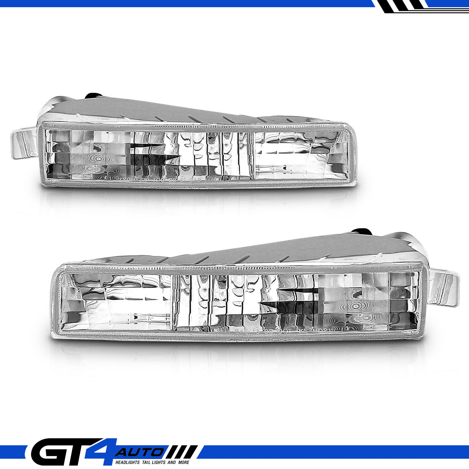1997-2001 Honda Prelude Chrome Replacement Parking Lights Bumper Lamps Pair