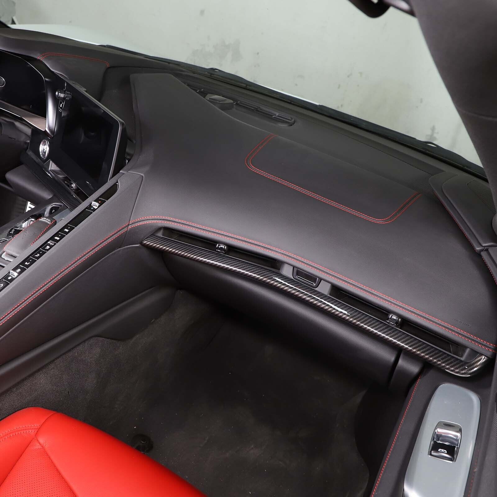 Carbon fiber Style inner control dashboard Cover trims For Corvette C8 2020-23