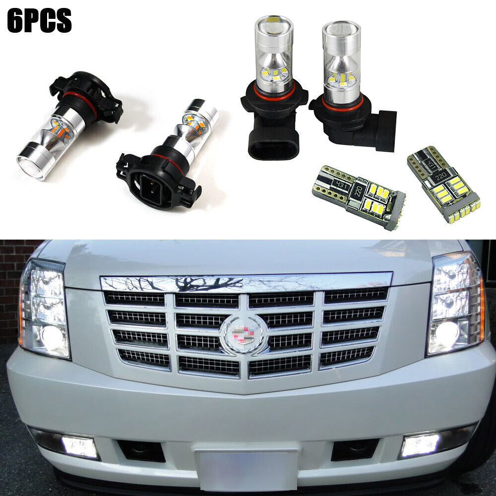 6Packs LED Fog Driving DRL Light Bulbs Combo For 2007-14 Cadillac Escalade US