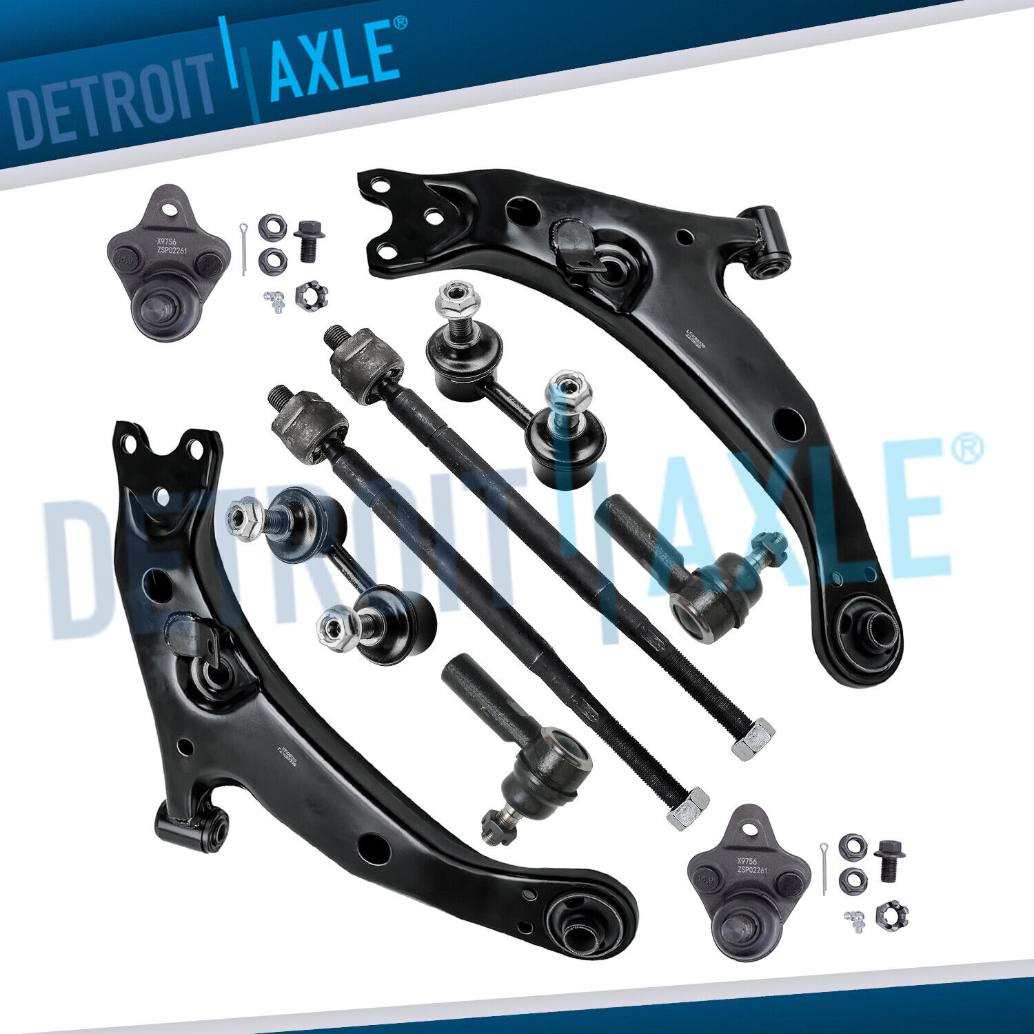Front Lower Control Arms Sway Bars Tie Rods Kit for 1996-02 Toyota Corolla Prizm