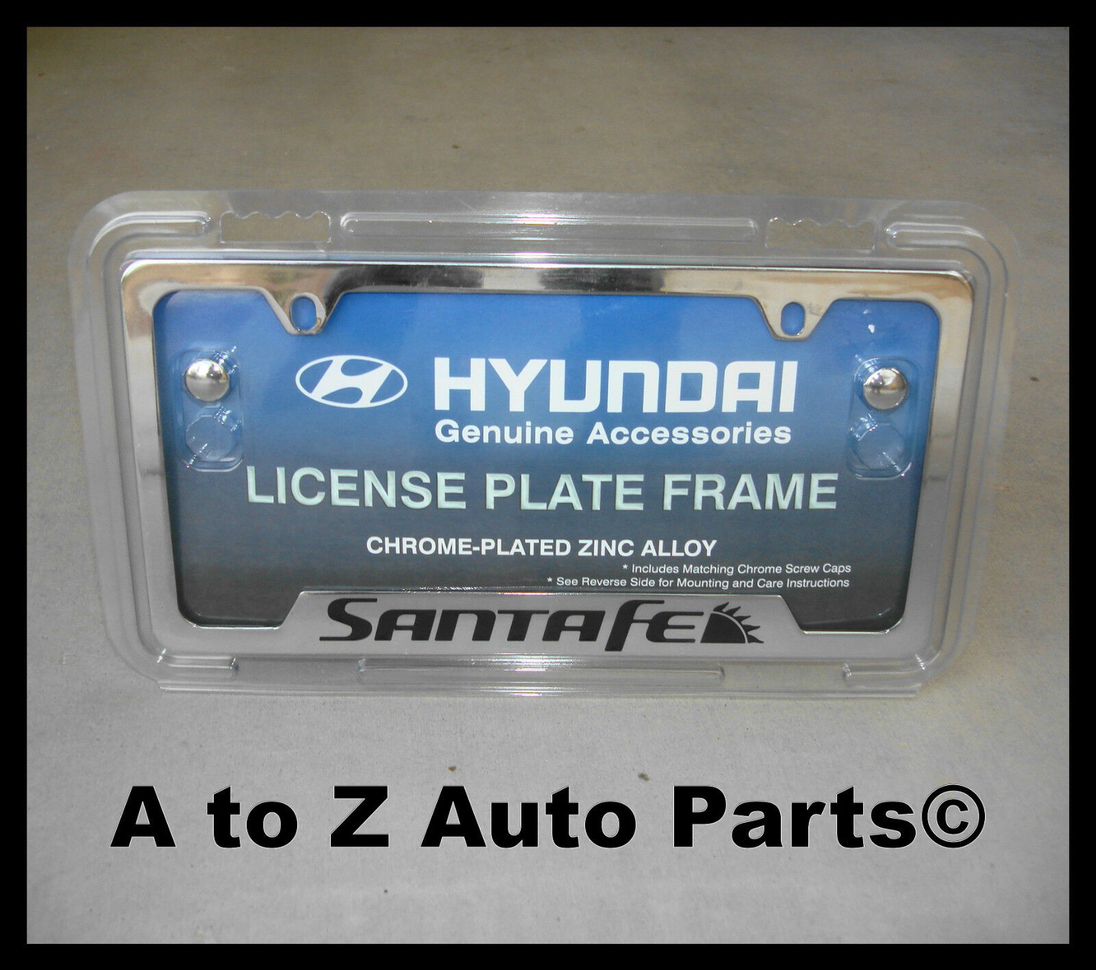 NEW 2005-2023 Santa Fe Chrome License Plate Frame, OEM Hyundai