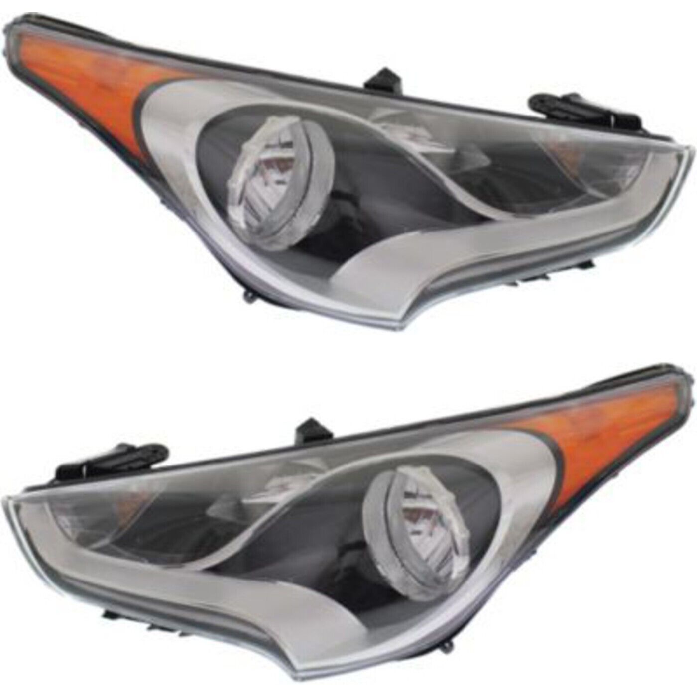 Headlight Set For 2012-2017 Hyundai Veloster Left and Right With Bulb 2Pc