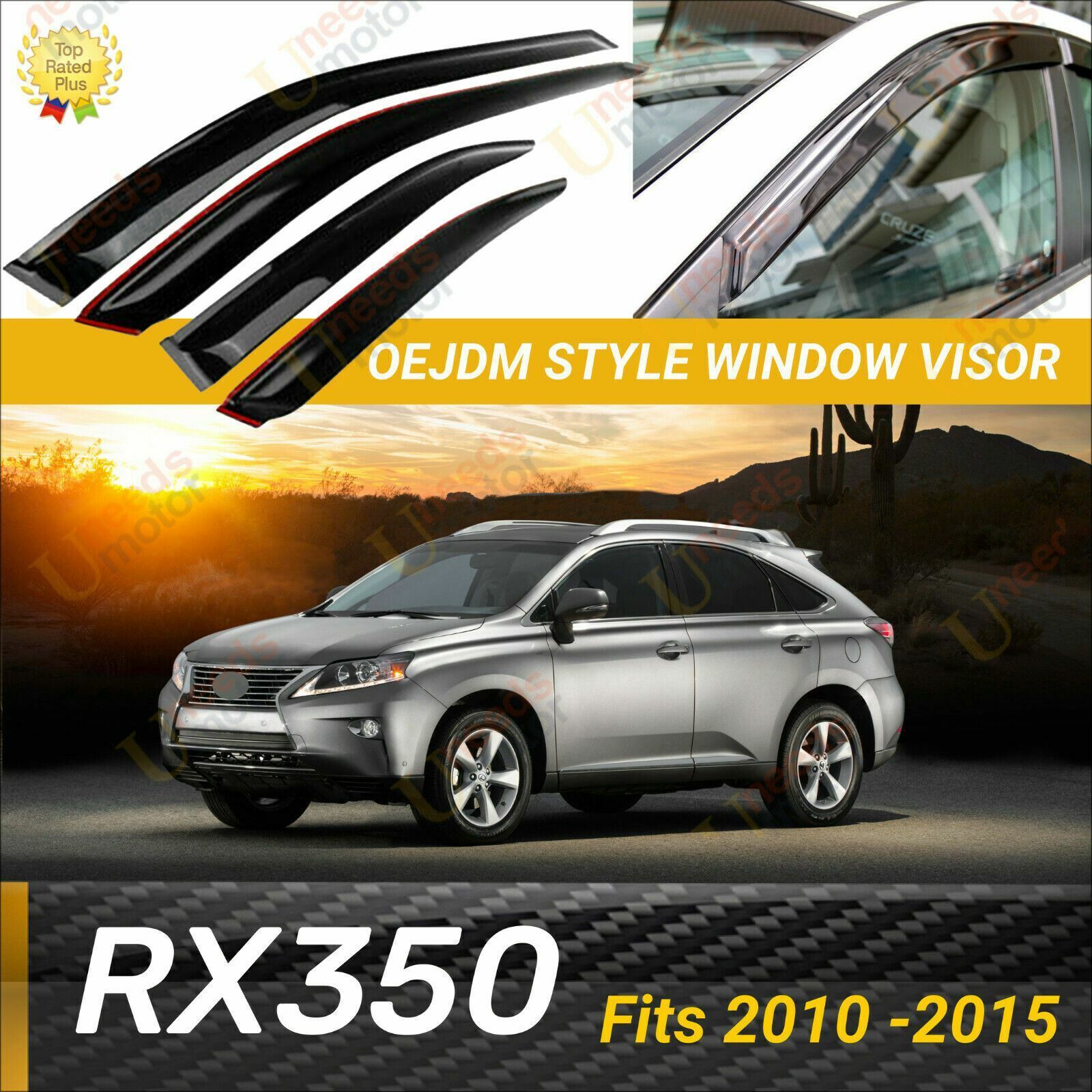 Fits LEXUS RX350 2010-2015 OEJDM Style Window Vent Visor Wind Guard Deflector