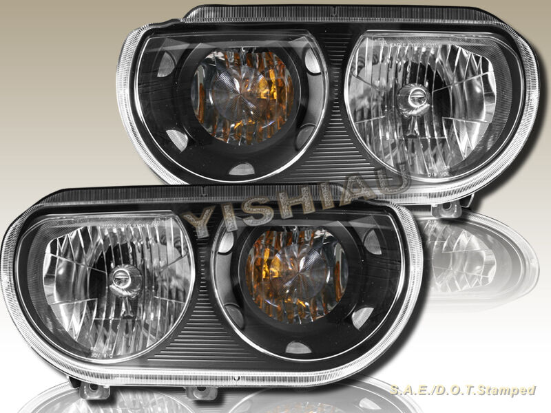 08-14 Dodge Challenger SE R/T Headlights Black Housing Clear Lens