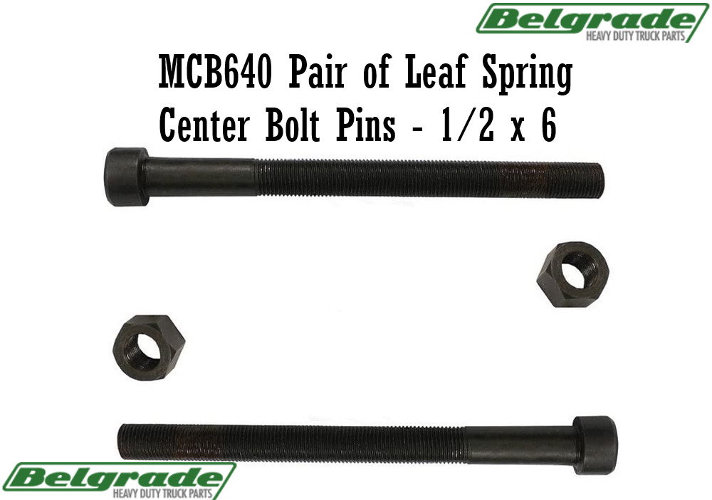Heavy Duty Pair of Leaf Spring Center Bolt Pins - 1/2 x 6 (2 Pack)