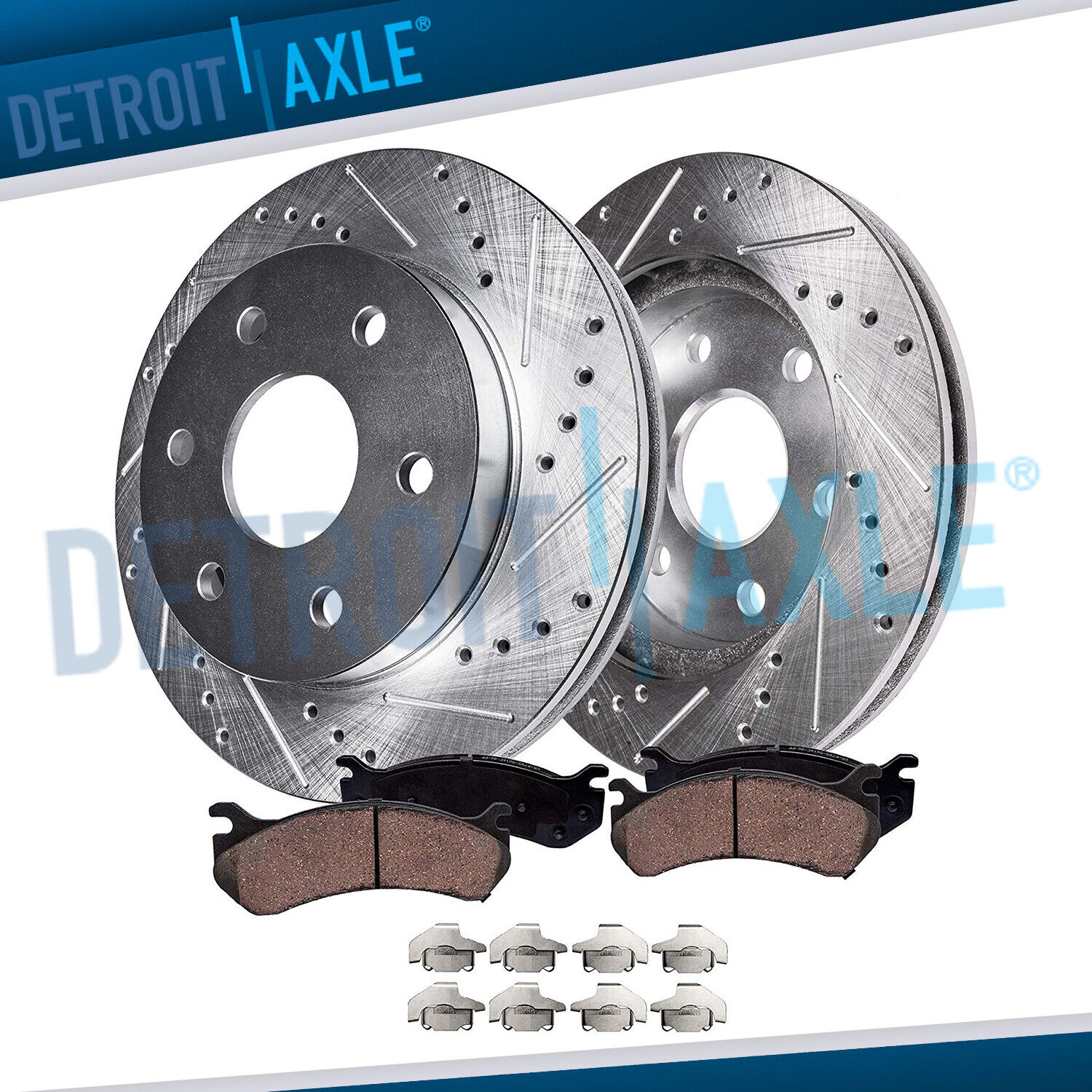 Front Drilled Rotors + Brake Pads for Chevy Blazer K1500 K2500 Youkon Escalade